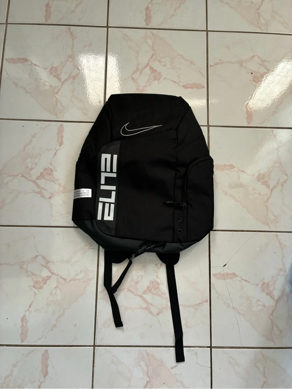 Nike Black Elite Backpack with White Logo
